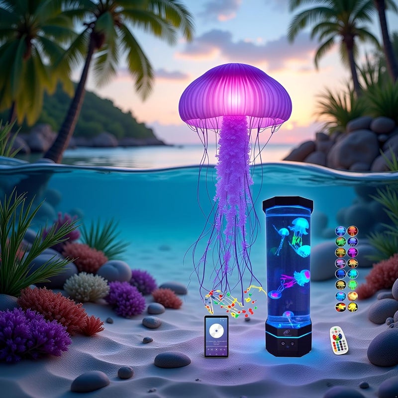 Lightahead مصباح أكواريوم قناديل جليدية حسية LED مع مكبر صوت بلوتوث وتأثيرات ضوئية متغيرة الألوان. رائع ويقف بارتفاع 12 بوصة! - Image 3